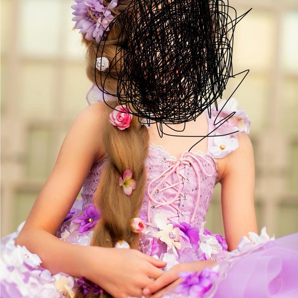 Purple Floral Princess Dress